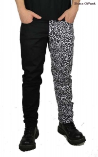 PUNK KALHOTY ČERNÁ + BÍLÝ LEOPARD - pánské
